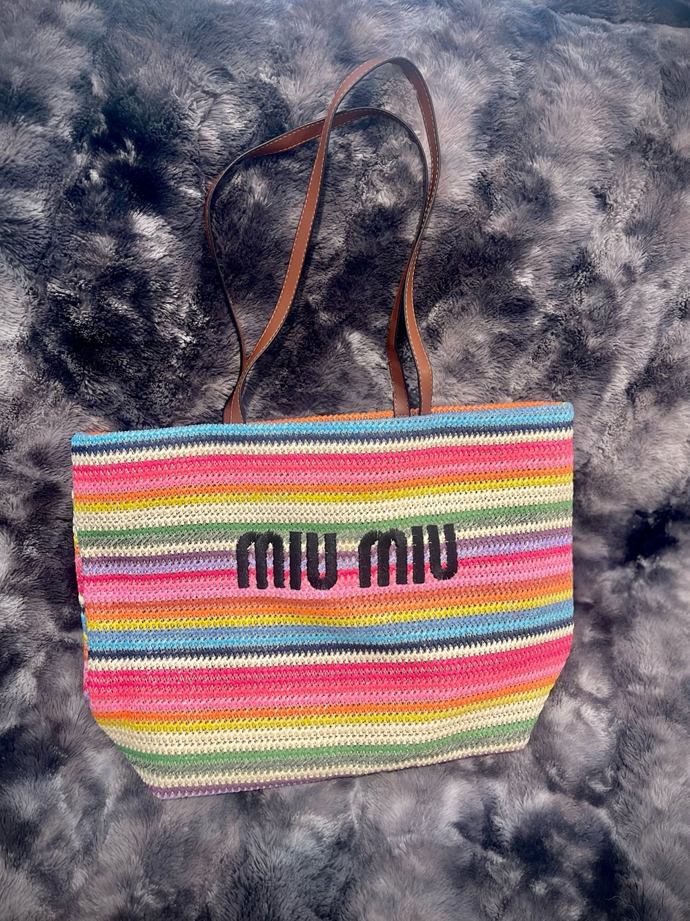 Crocheted Tote Bag made from Recycled Materials, Earth Day Ltd.Ed Rainbow Stripe
